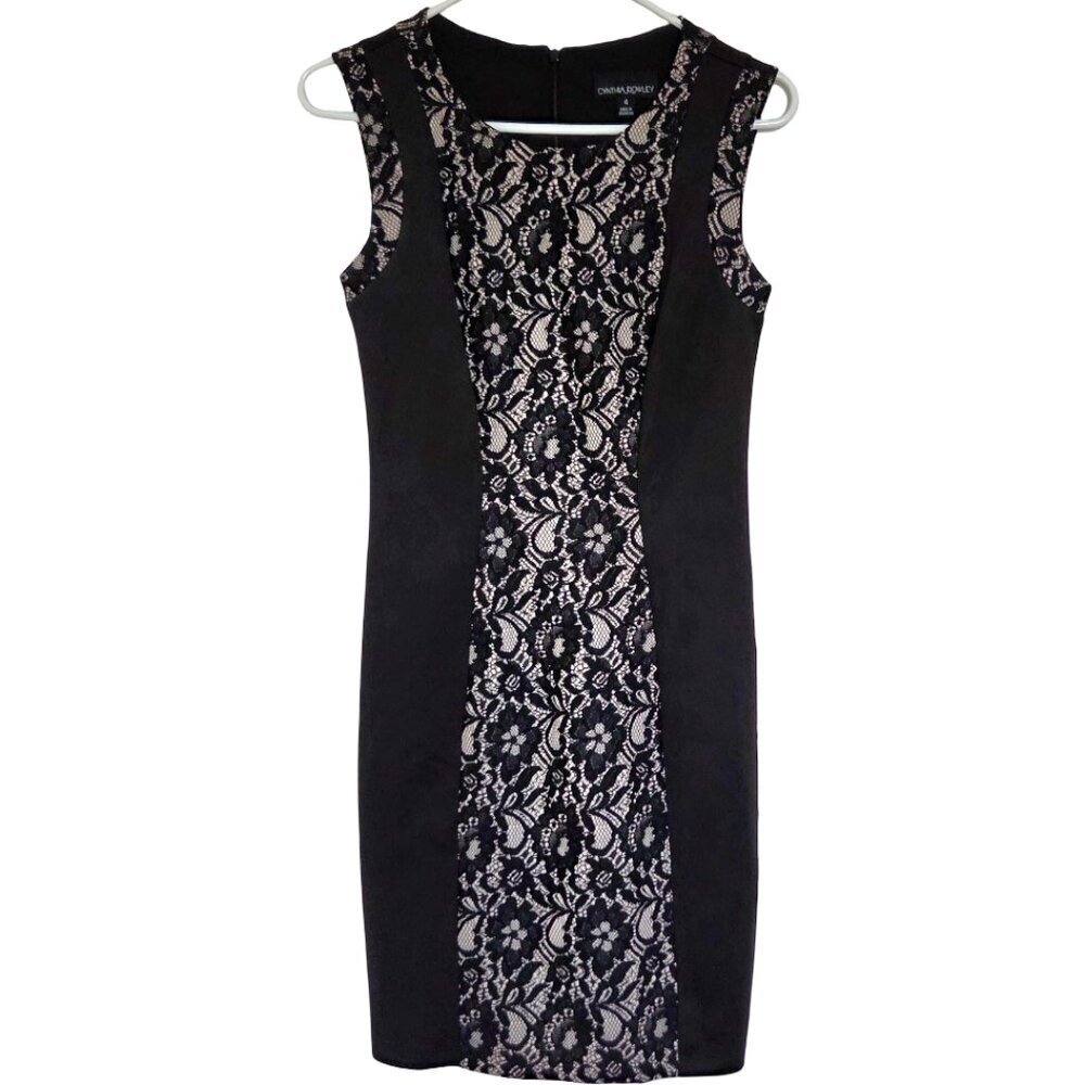 Cynthia Rowley Romantic Black Lace Sheath Dress Size 4 Elegant Sleeveless Party